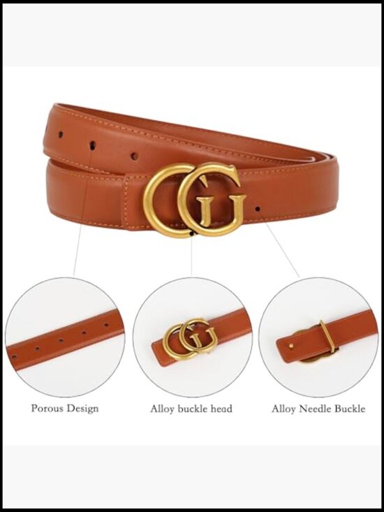 Leather Belt with Buckle for Dresses Jeans Coats main image 5